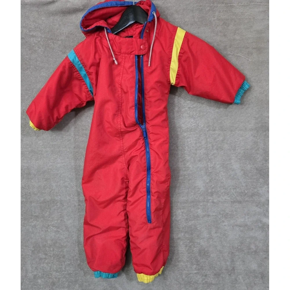 Lands End Red Childrens Snow‎ Suit Large Full Zip Hooded Winter Ski